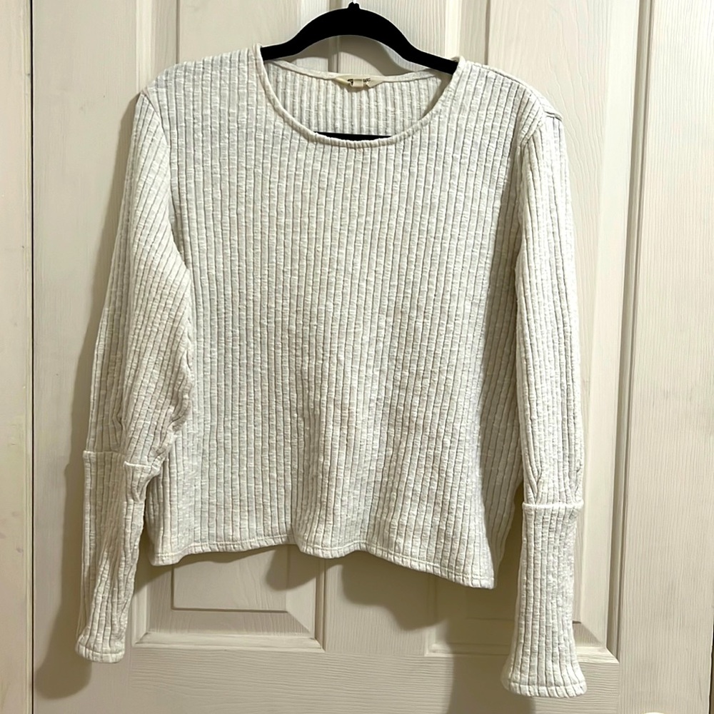 Madewell ribbed puffy sleeve sweater offwhite